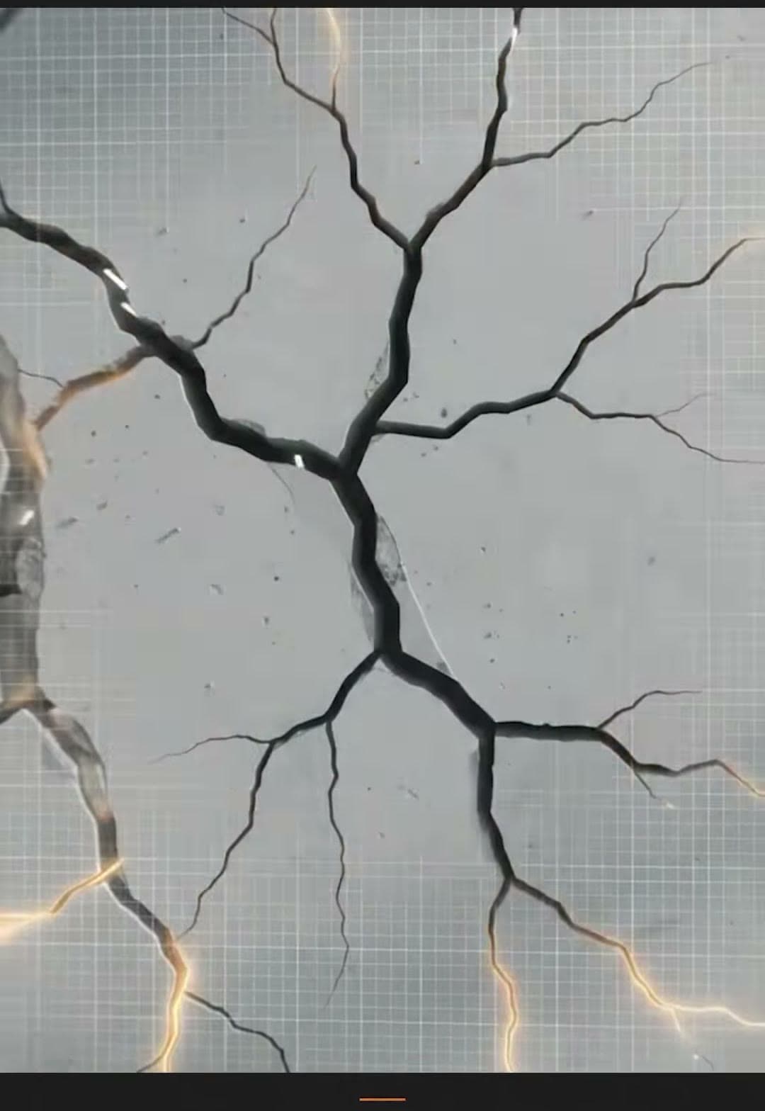 Close-up illustration of cracks spreading across a concrete wall