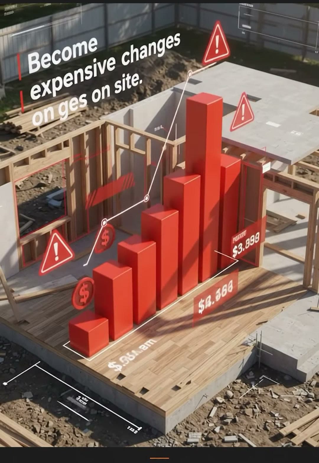 Illustration of costs rising sharply when changes happen on site
