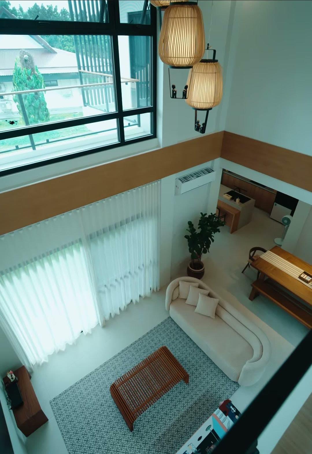 The living room seen from above