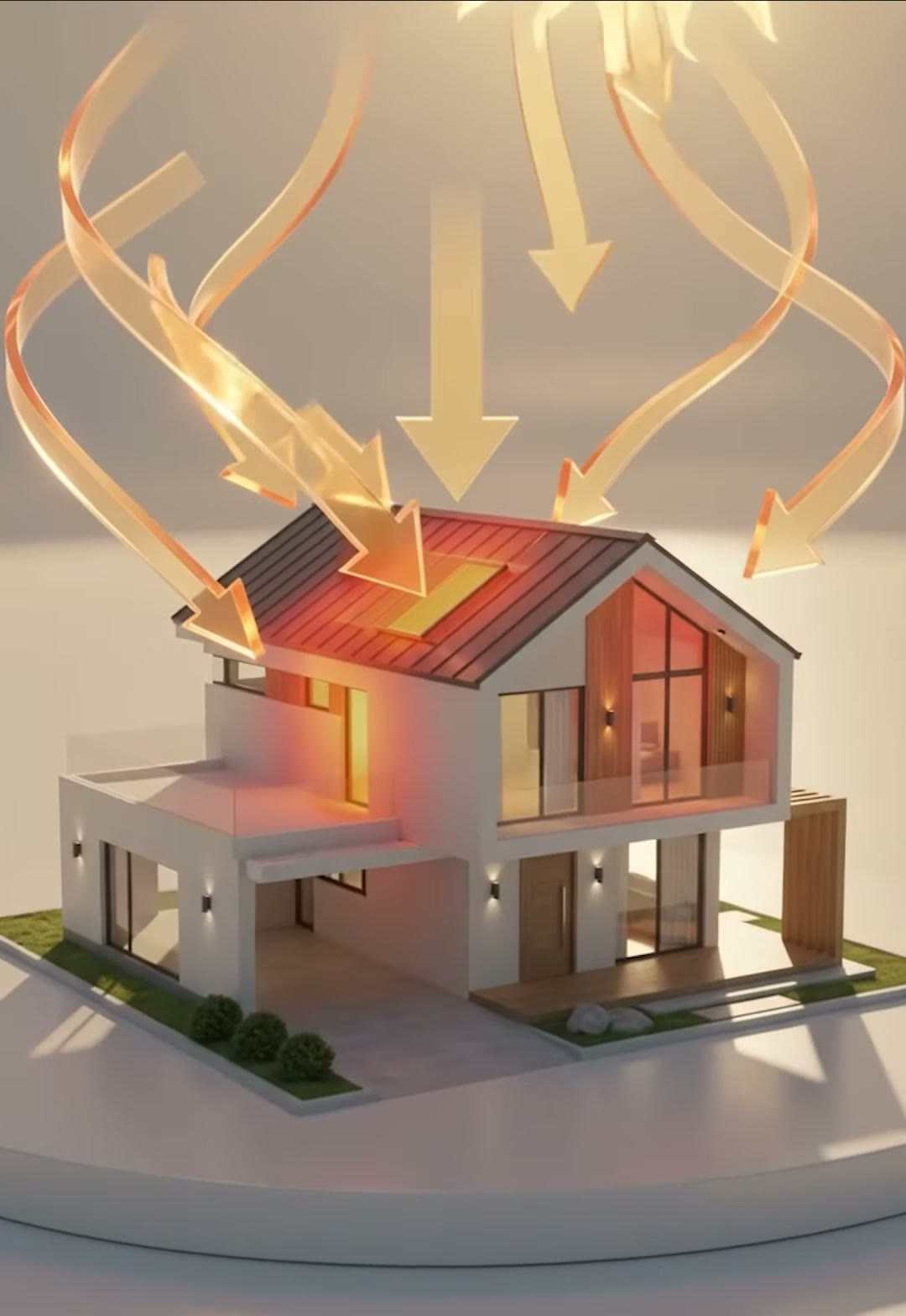 Sun heat pressing down on a house